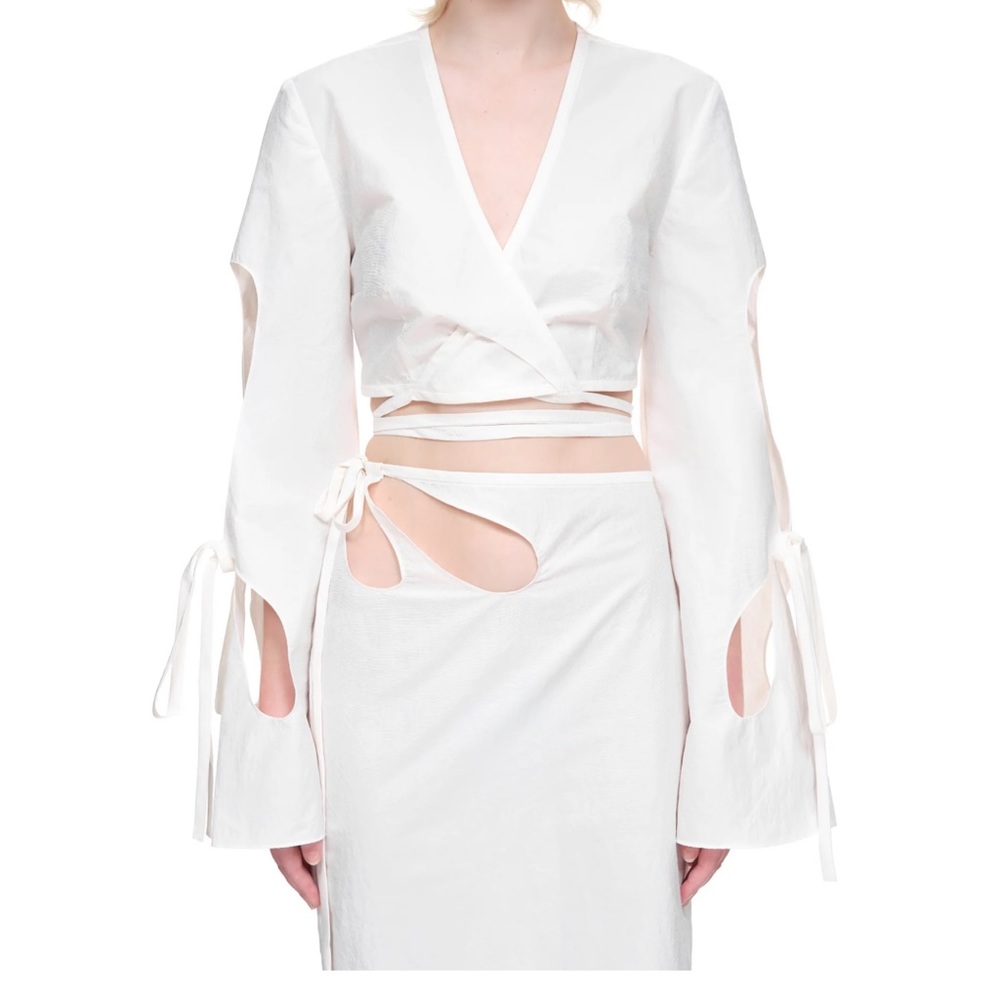 Christopher Esber crop top nwt Anglaise sleeve wrap top